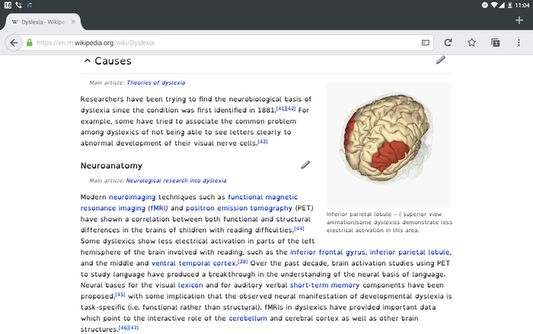 Tablet running Firefox with Mobile Dyslexic