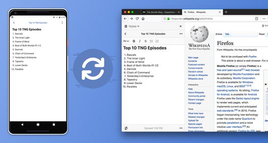 Use your Firefox Account to sign in and securely sync your notes.