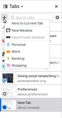 New Tab context menu