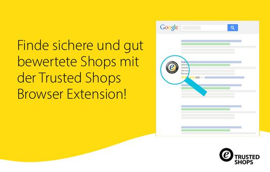 Dzięki oficjalnemu rozszerzeniu Google Chrome firmy Trusted Shops możesz już na stronach wyników wyszukiwania zobaczyć, które sklepy internetowe mają znak jakości Trusted Shops, a tym samym oferują kompleksową ochronę kupującego niezależnie od metody płatności.