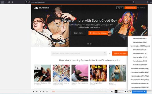 Soundcloud mini player download button