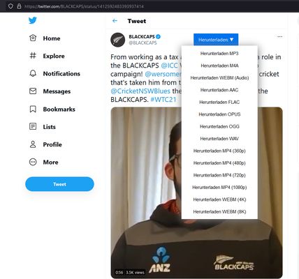 Twitter video tweet download button