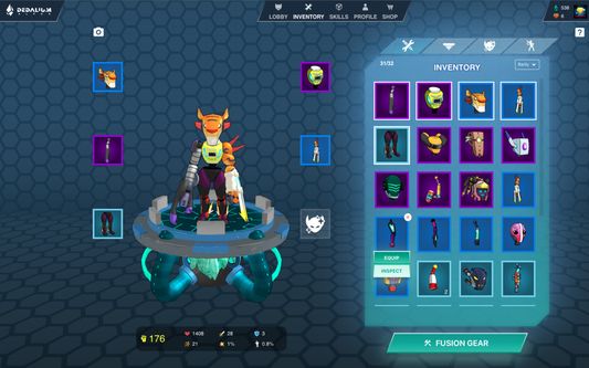 Customize your gear on the inventory