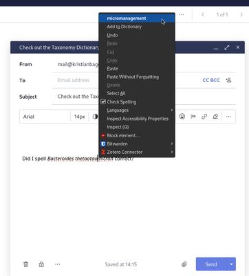 Without enabling the Taxonomy Dictionary the spelling engine have no good guess at what I intended to write.