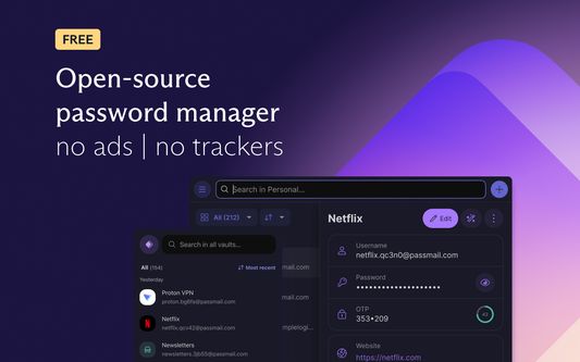 Open-source password manager. No Ads. No trackers.