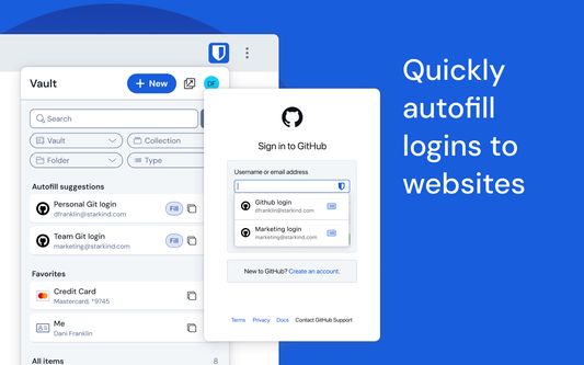 Quickly autofill logins to websites