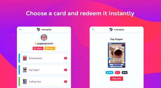 Choose a card a redeem it instantly