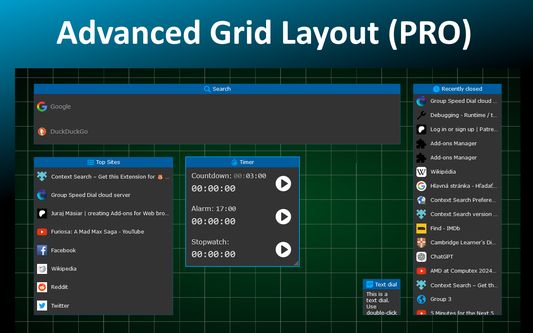 Grid layout (PRO) allows unique dials sizes