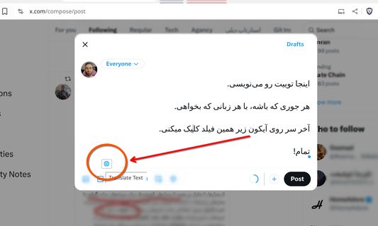 While typing in any text field, click on the icon that appears next to the field to translate the field's content.