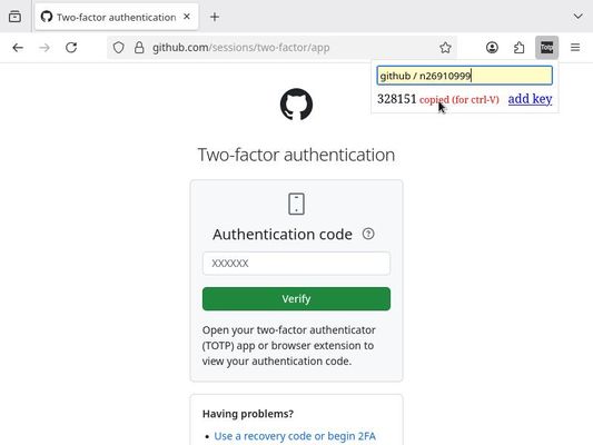 On X11, click on the generated code if you want to also copy it to the primary selection and be able to paste it with a simple middle-click