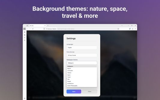 Background themes: nature, space, travel & more