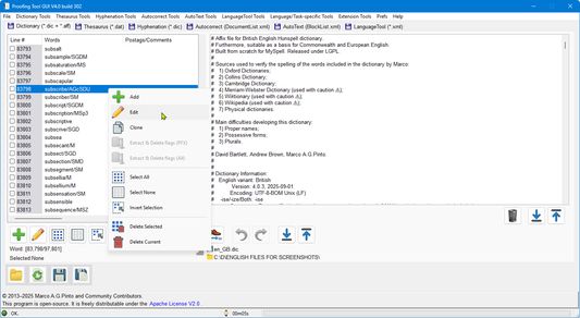 Open-source tool used in the speller (V4.0 build 302 WIP)