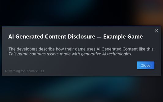 an example for how the warning popup can look